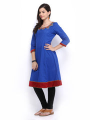 Melange by Lifestyle Women Blue &amp; Red Embroidered Kurta