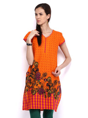 Melange by Lifestyle Women Orange Printed Kurta