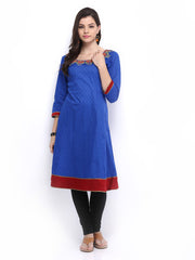 Melange by Lifestyle Women Blue &amp; Red Embroidered Kurta