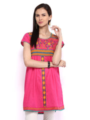 Melange by Lifestyle Women Pink Dobby Kurta