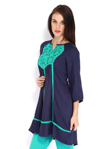 Melange by Lifestyle Women Navy Kurta