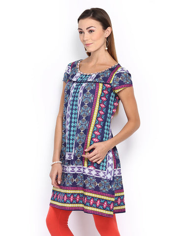 Melange by Lifestyle Women Navy Printed Kurta
