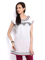 Melange by Lifestyle Women Off-White Embroidered Kurta