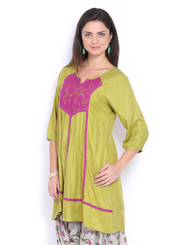 Melange by Lifestyle Women Olive Green Kurta