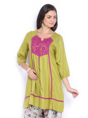 Melange by Lifestyle Women Olive Green Kurta