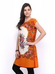 Melange by Lifestyle Women Orange &amp; Off-White Printed Kurta