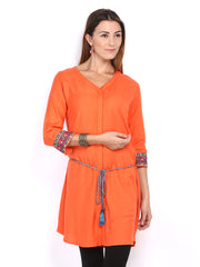 Melange by Lifestyle Women Peach Coloured Kurta
