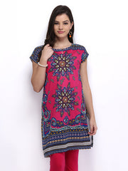 Melange by Lifestyle Women Pink &amp; Blue Printed Kurta