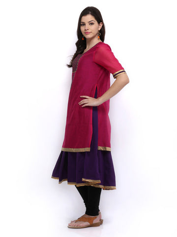 Melange by Lifestyle Women Pink &amp; Purple Kurta