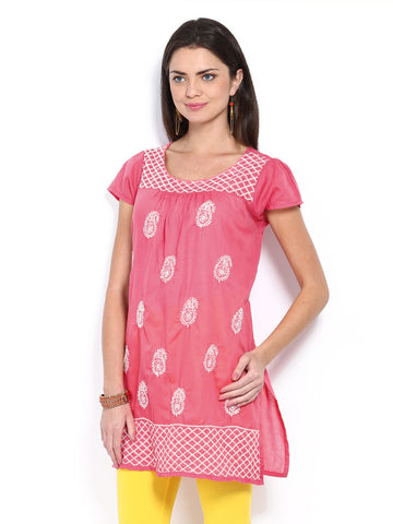 Melange by Lifestyle Women Pink Embroidered Kurta