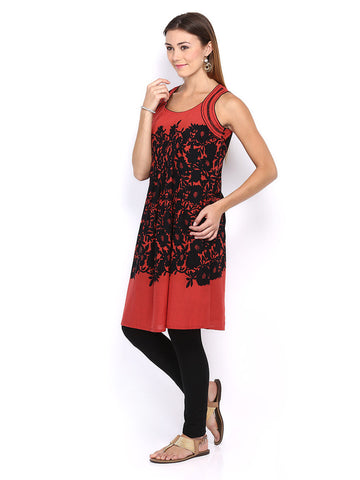 Melange by Lifestyle Women Red &amp; Black Printed Kurta