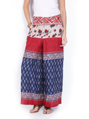 Melange by Lifestyle Women Red &amp; Blue Printed Palazzo Trousers