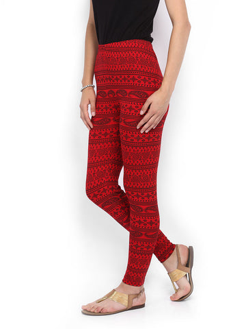 Melange by Lifestyle Women Red Printed Ankle Length Leggings