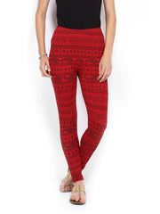 Melange by Lifestyle Women Red Printed Ankle Length Leggings