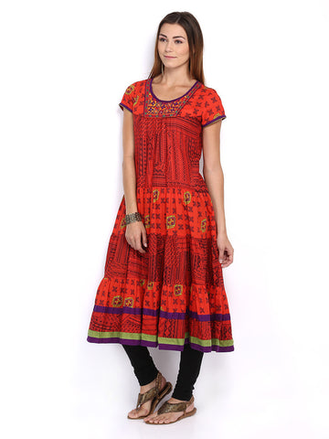 Melange by Lifestyle Women Orange Printed Kurta