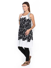 Melange by Lifestyle Women White &amp; Black Printed Kurta