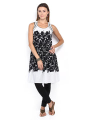 Melange by Lifestyle Women White &amp; Black Printed Kurta