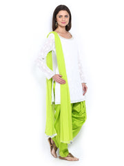 Melange by Lifestyle Women White &amp; Green Salwar Kurta with Dupatta