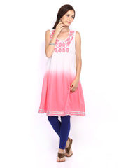 Melange by Lifestyle Women White &amp; Pink Anarkali Kurta