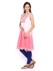 Melange by Lifestyle Women White &amp; Pink Anarkali Kurta
