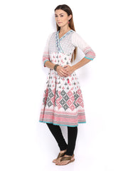 Melange by Lifestyle Women White &amp; Red Printed Kurta