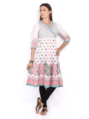 Melange by Lifestyle Women White &amp; Red Printed Kurta