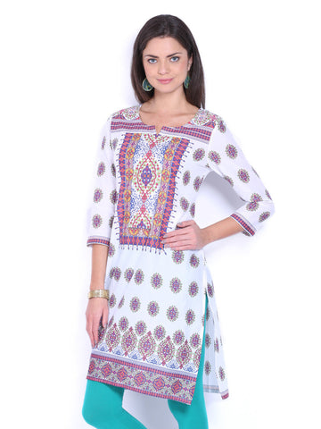 Melange by Lifestyle Women White Printed Kurta