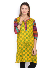 Melange by Lifestyle Women Yellow &amp; Green Printed Kurta
