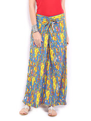 Mirage Women Blue &amp; Yellow Printed Palazzo Trousers