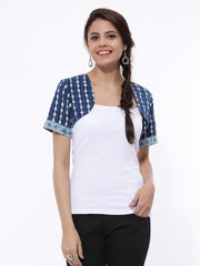 Mirage Women Blue Printed Bolero Shrug