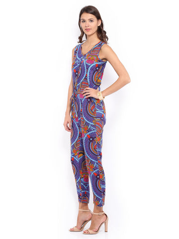 Mirage Women Blue Printed Jumpsuit
