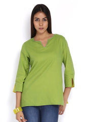 Mirage Women Green &amp; Yellow Reversible Kurti