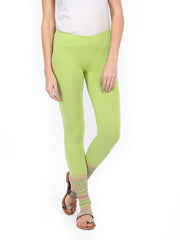 Mirage Women Green Cotton Ankle Length Leggings