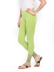 Mirage Women Green Cotton Ankle Length Leggings
