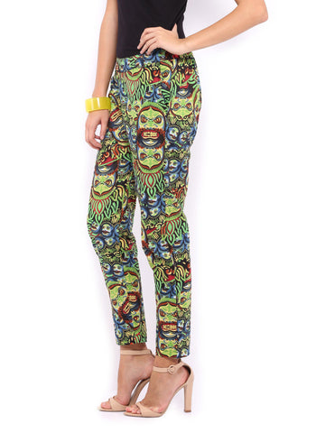 Mirage Women Green Printed Trousers