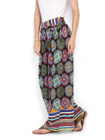 Mirage Women Black Printed Palazzo Trousers