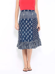 Mirage Women Indigo Blue Printed Skirt