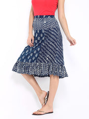 Mirage Women Indigo Blue Printed Skirt