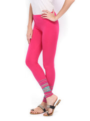 Mirage Women Pink Printed Cotton Ankle Length Leggings