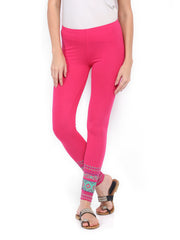 Mirage Women Pink Printed Cotton Ankle Length Leggings