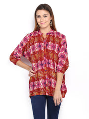 Mirage Women Red &amp; Pink Printed Top