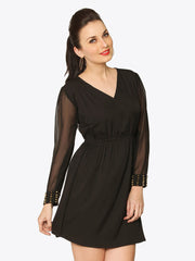 Miss Chase Black Fit &amp; Flare Dress