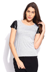 Miss Chase Women Grey Melange T-shirt