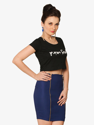 Miss Chase Women Black Crop Top