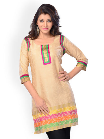 Miss and Mrs Women Beige Printed Kurta
