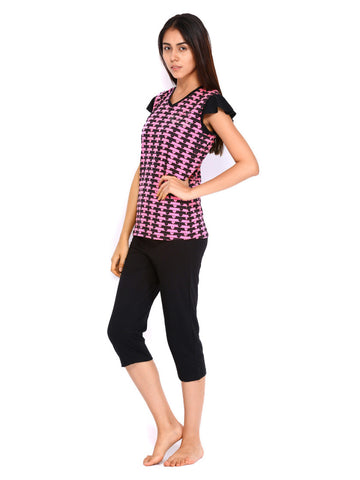 N Line by Valentine Women Pink &amp; Black Lounge Set NL-L-353 B SHS (CP)