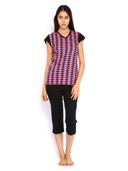N Line by Valentine Women Pink &amp; Black Lounge Set NL-L-353 B SHS (CP)