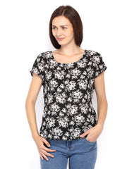 Van Heusen Woman Black &amp; White Floral Print Top