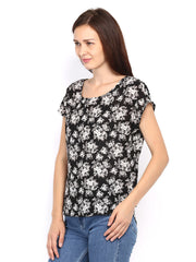 Van Heusen Woman Black &amp; White Floral Print Top