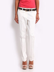 Nautica Women Off-White Ankle Length Slim Fit Trousers